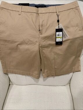 Tommy Hilfiger Tan Flat-Front Shorts